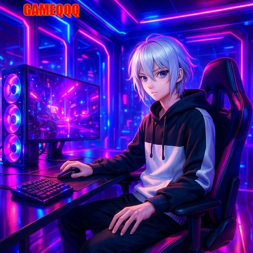 Imagem promocional da GAMEQQQ mostrando a plataforma e suas vantagens