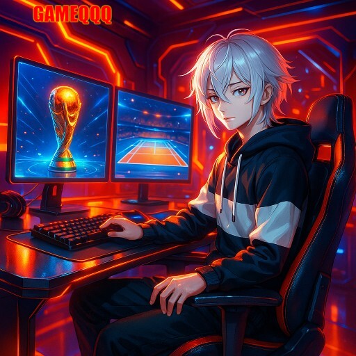 Imagem promocional da GAMEQQQ mostrando a plataforma e suas vantagens