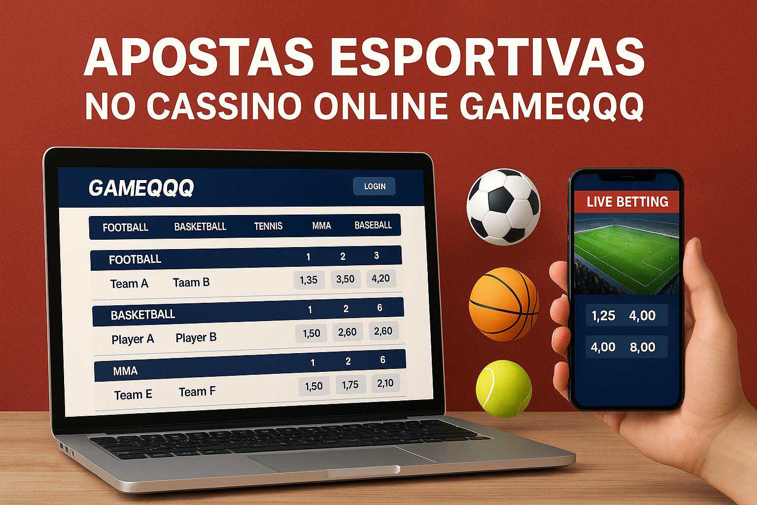 Aposte em apostas esportivas no cassino online GAMEQQQ