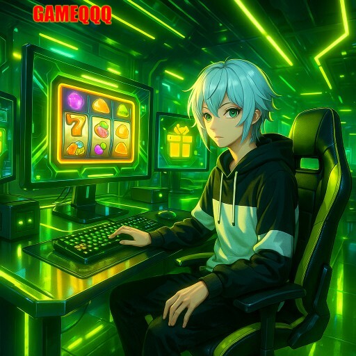 Imagem promocional da GAMEQQQ mostrando a plataforma e suas vantagens