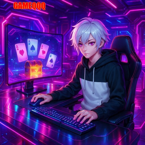 Imagem promocional da GAMEQQQ mostrando a plataforma e suas vantagens