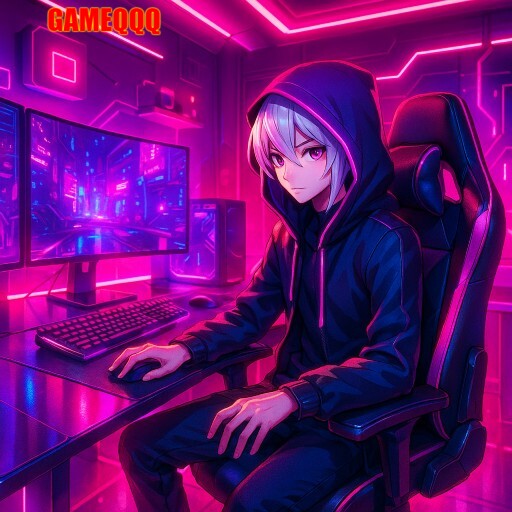 Imagem promocional da GAMEQQQ destacando segurança e constante atualização de jogos