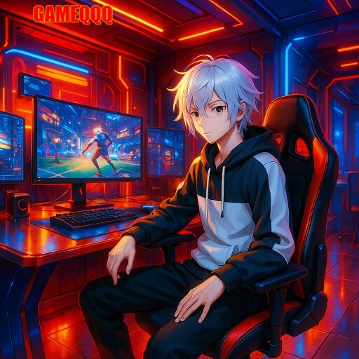 Imagem promocional da GAMEQQQ mostrando a plataforma e suas vantagens